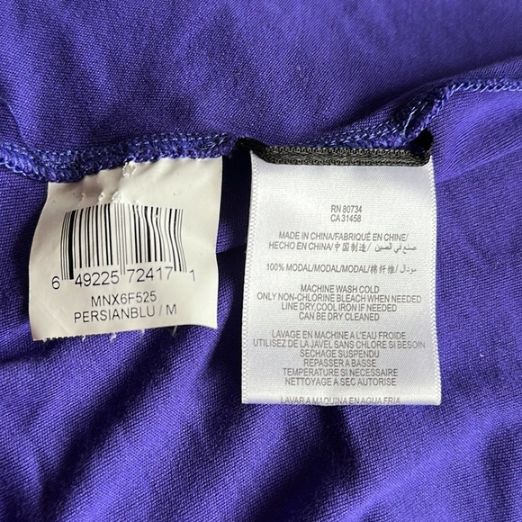 BCBG Max Azria Persian Blue Purple Ruffle Neck Knit Dress Y2k 2000s Medium - Picture 8 of 12